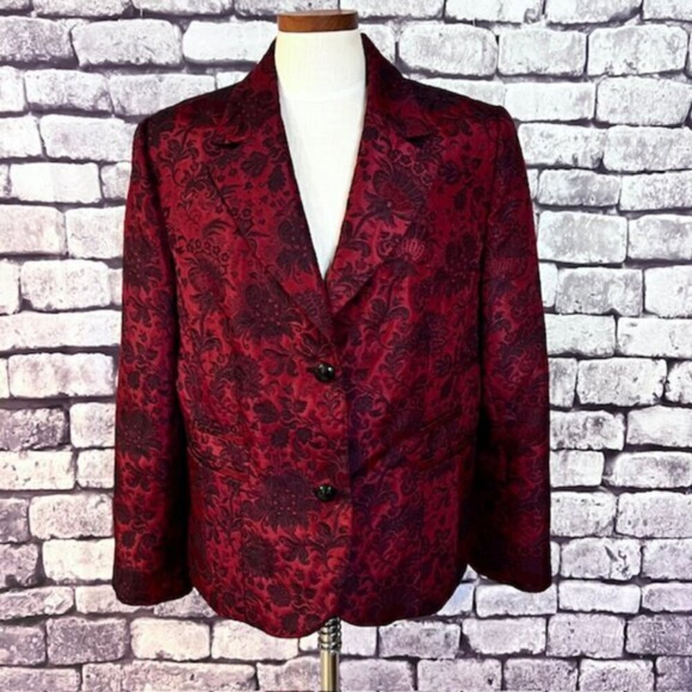 Judith Hart Red & Black Fully Lined Long Sleeve Jacket Size 14